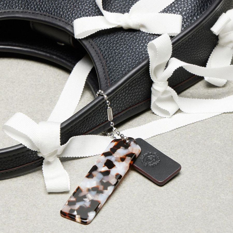 COACH® Ergo In Coachtopia Leather With Allover Bows Women Hobo Bag Black | KSWN18532