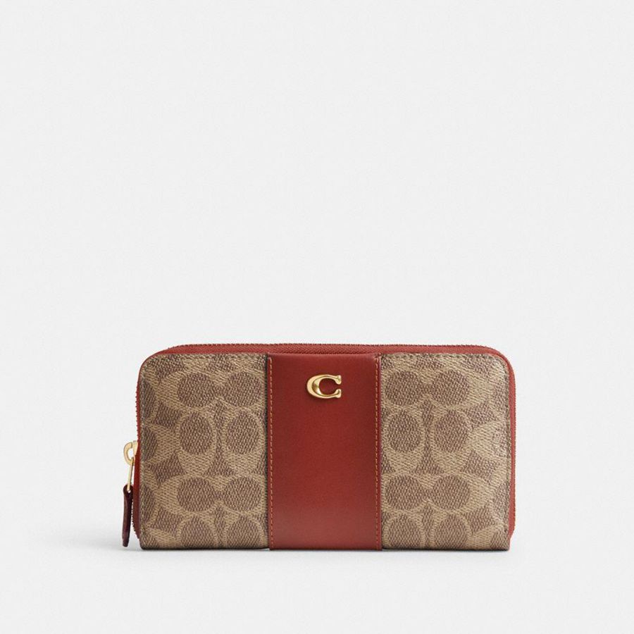 COACH® Essential Accordion Zip In Colorblock Signature Canvas Women Wallet Brown | MQES68057