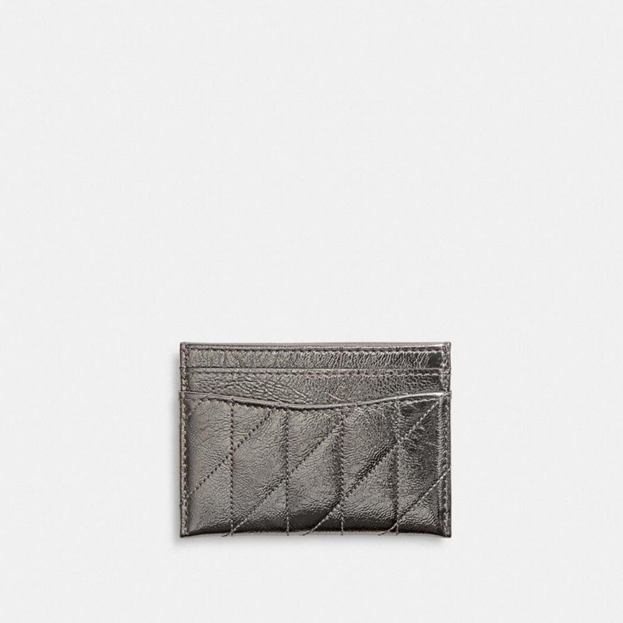COACH® Essential Card Case With Quilting Women Wallet Silver | ANIP68549