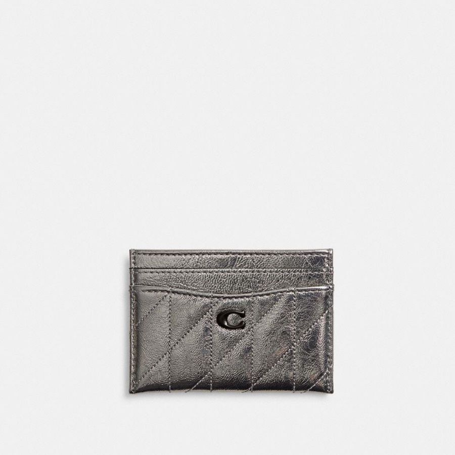 COACH® Essential Card Case With Quilting Women Wallet Silver | ANIP68549