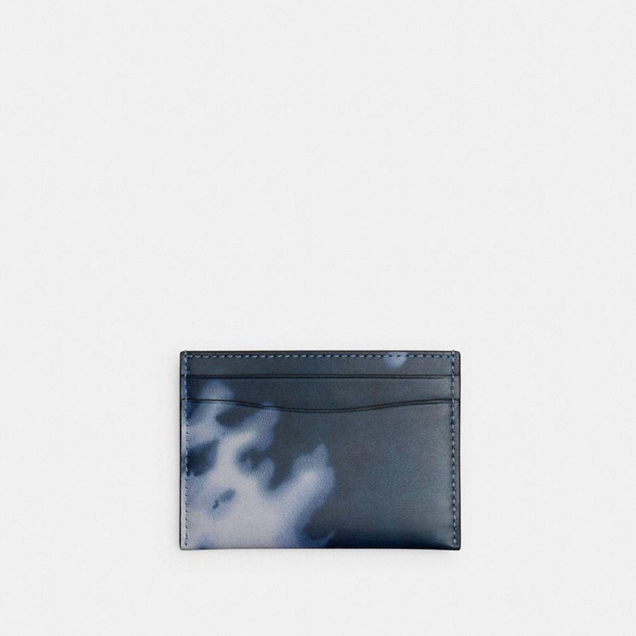 COACH® Essential Card Case With Tie Dye Print Women Wallet Navy | UJKW49730