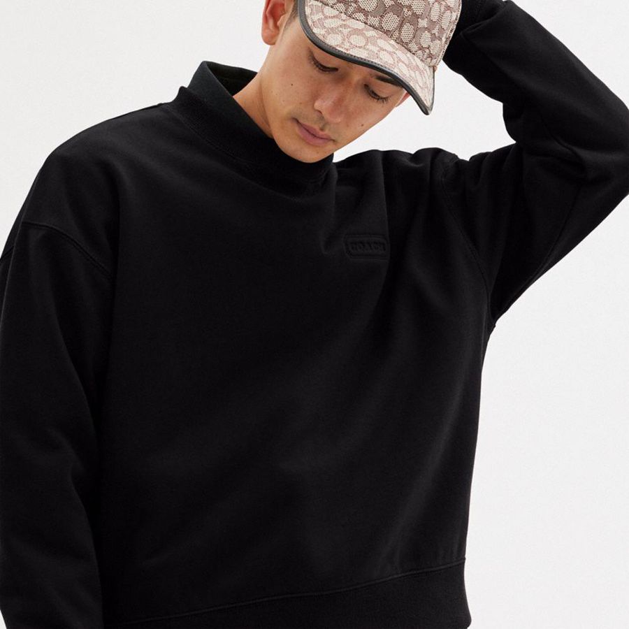 COACH® Essential Crewneck Men Sweatshirt Black | EPRV81064