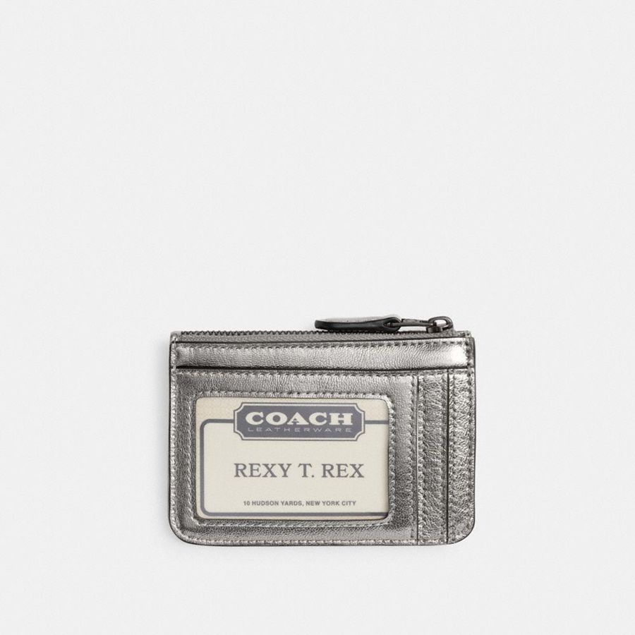 COACH® Essential Mini Id Card Case Women Wallet Silver | WJFA51347