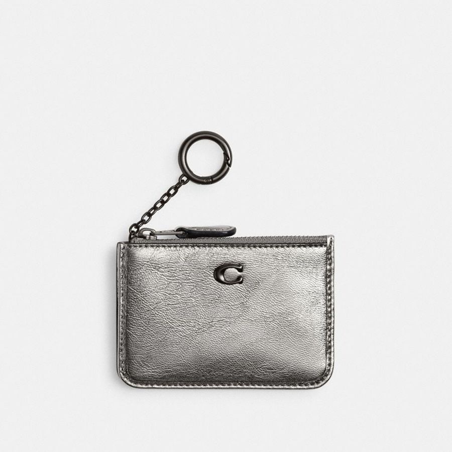 COACH® Essential Mini Id Card Case Women Wallet Silver | WJFA51347