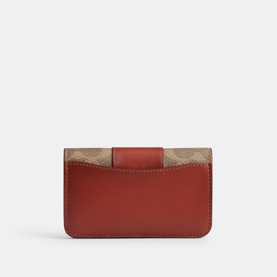 COACH® Essential Slim Card Case In Signature Canvas Women Wallet Brown | BOWK96134