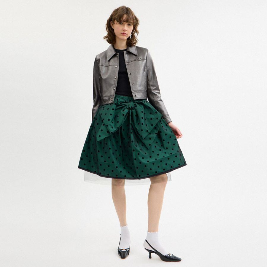 COACH® Flocked Taffeta Women Skirt Green | OXPB14763