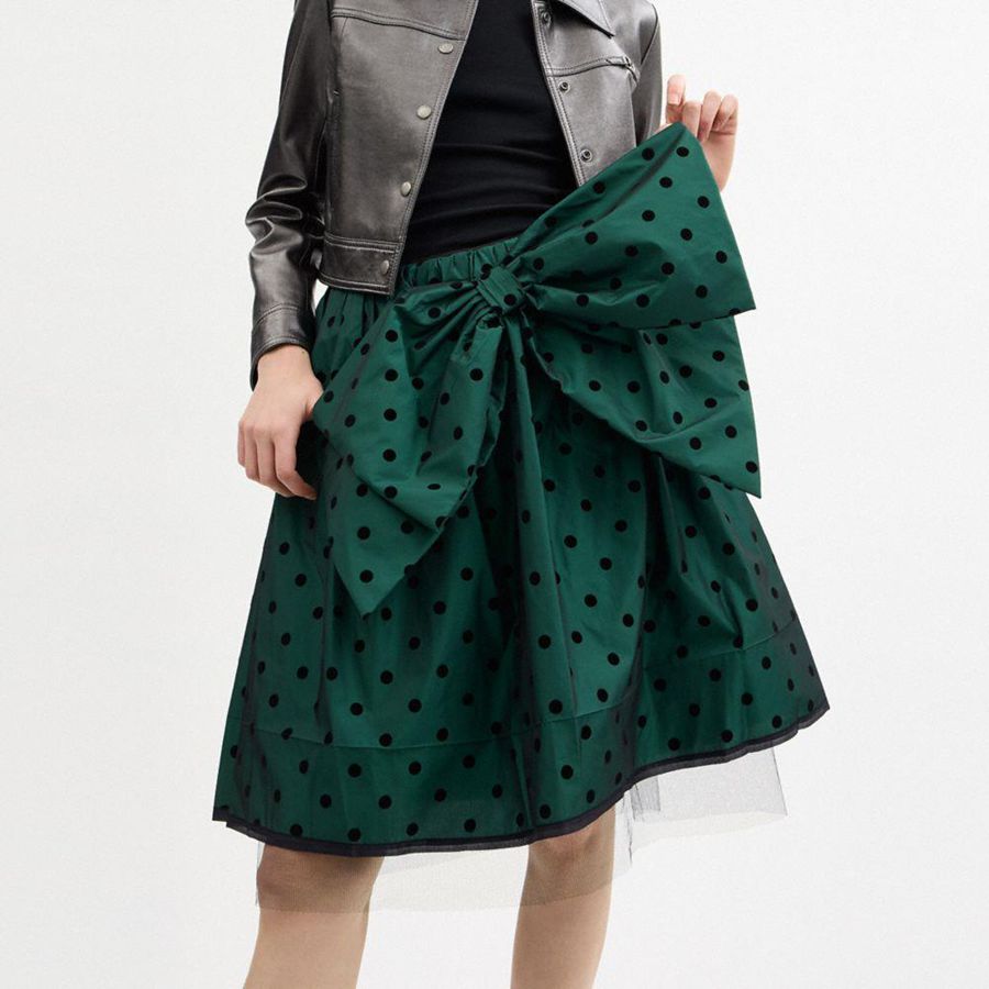COACH® Flocked Taffeta Women Skirt Green | OXPB14763