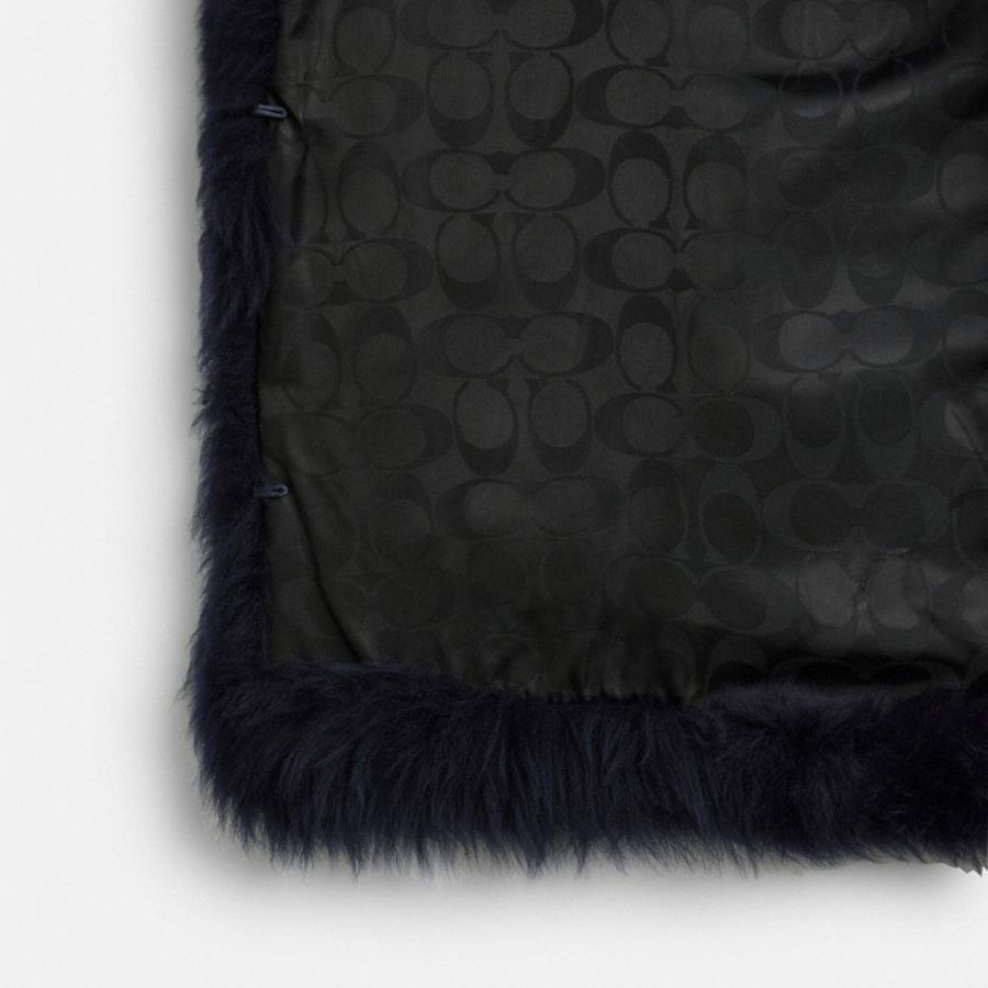COACH® Fluffy Shearling Women Vest Blue | EAGY91025