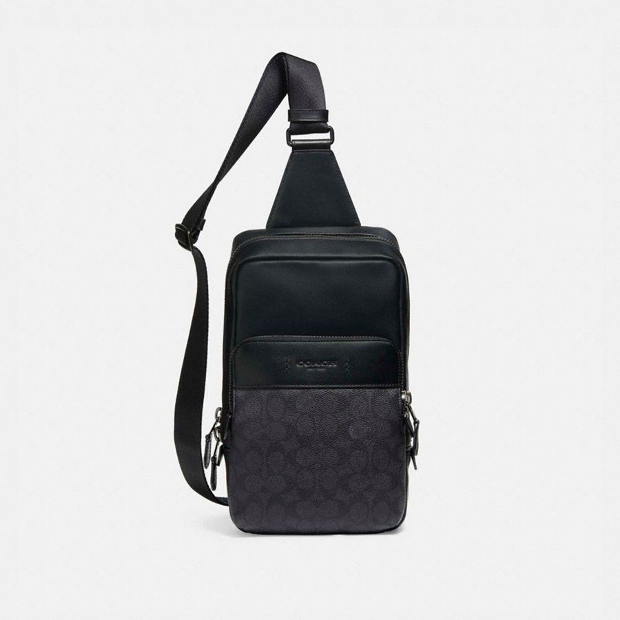 COACH® Gotham Pack In Signature Canvas Women Backpack Black | ZJMU41062