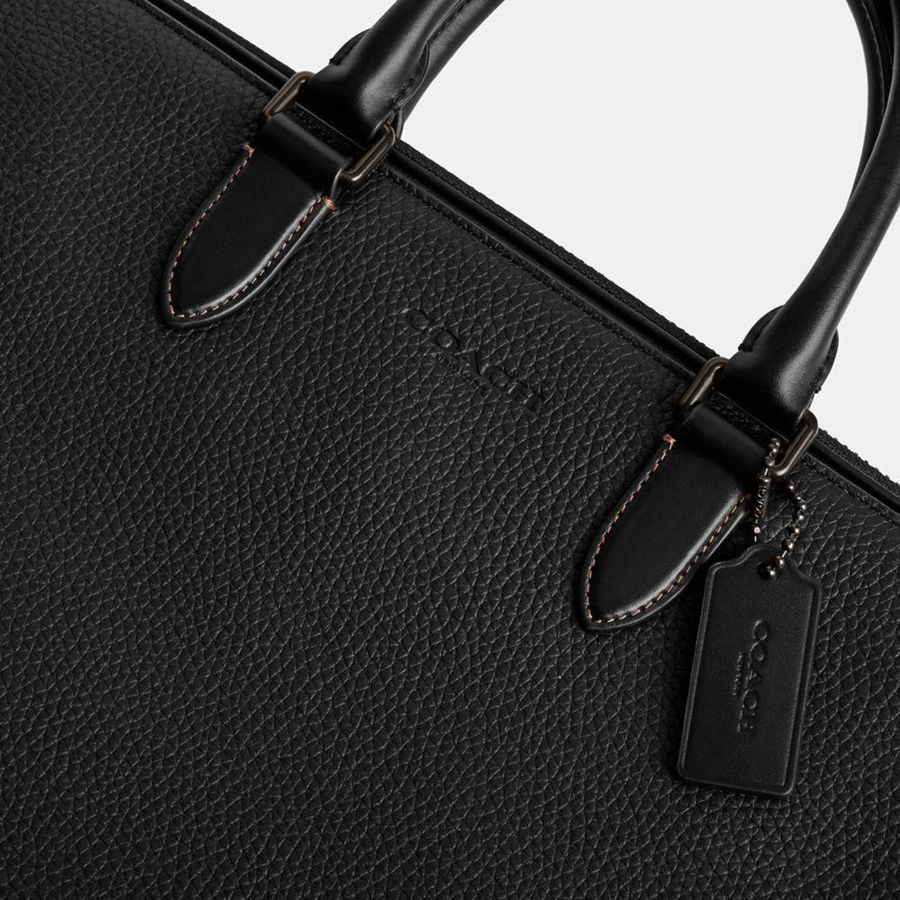 COACH® Gotham Slim Briefcase Men Tote Bags Black | GMPS56037
