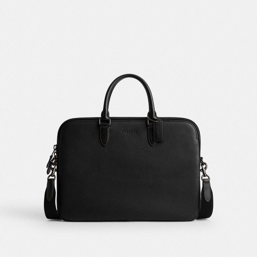 COACH® Gotham Slim Briefcase Men Tote Bags Black | GMPS56037