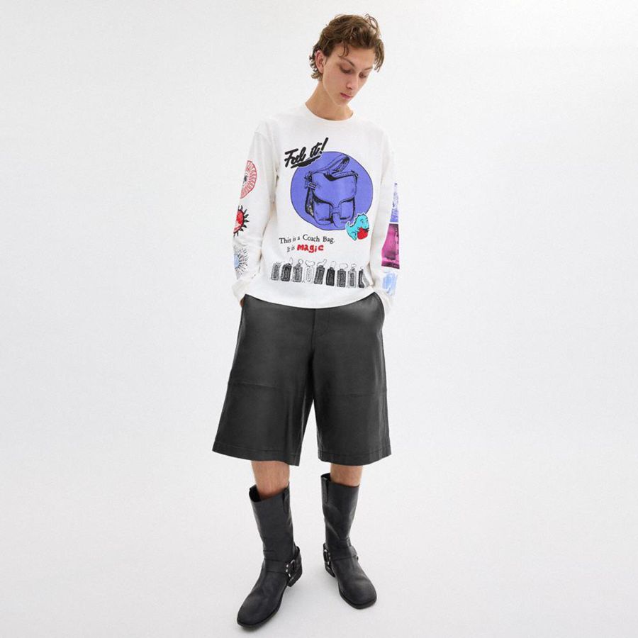 COACH® Graphic Long Sleeve In Organic Cotton Men T-Shirt White | WFKB28135