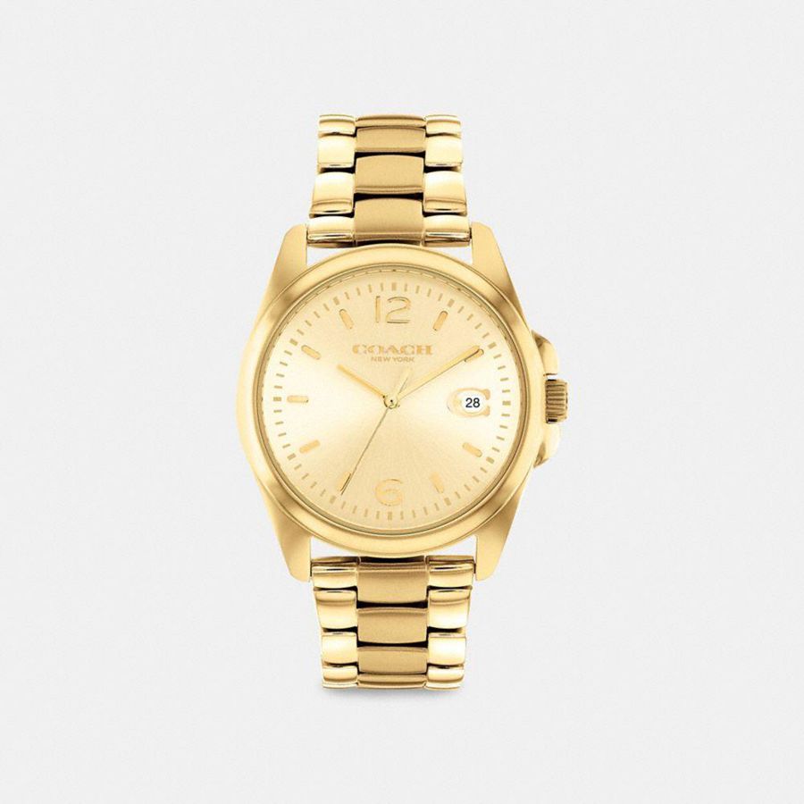 COACH® Greyson, 36 Mm Women Watches Gold | ZUWY05628