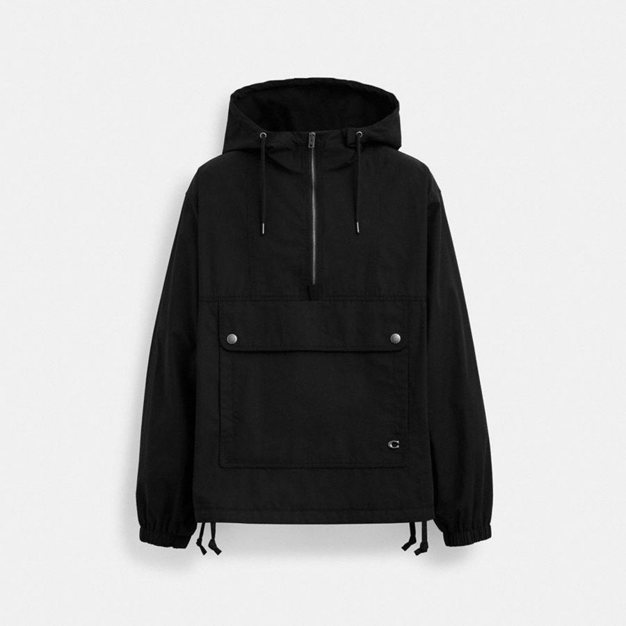 COACH® Half Zip Pullover Men Jacket Black | KYJA32175