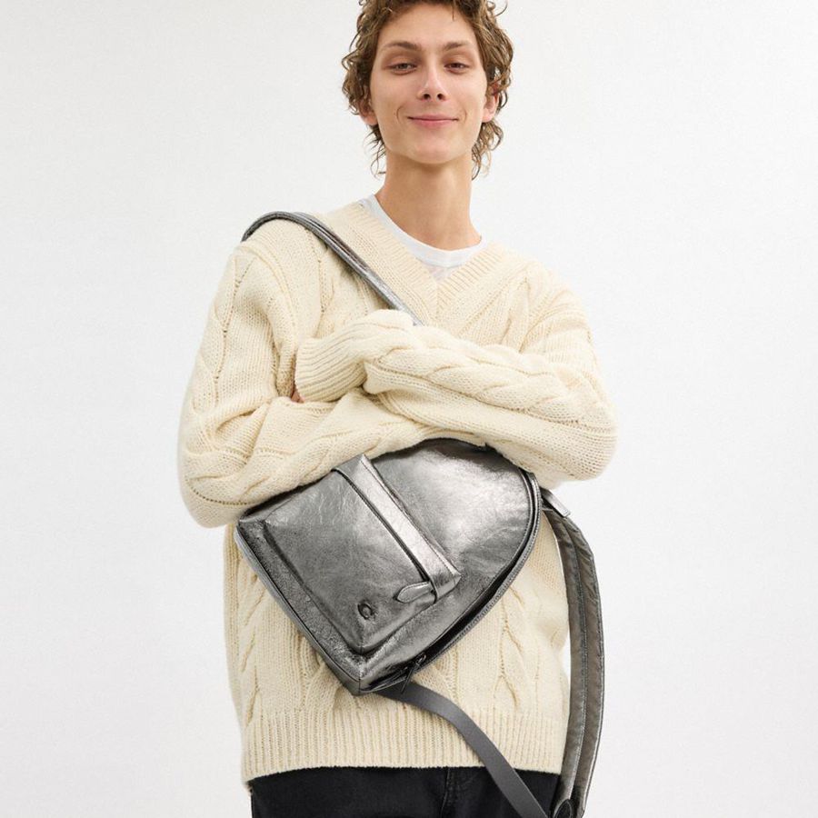 COACH® Hall 22 Men Backpack Silver | RPED16937