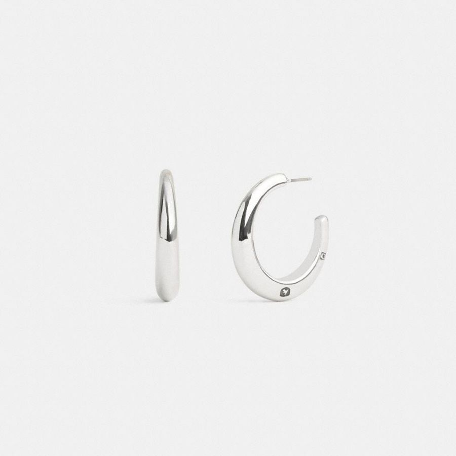 COACH® Hallmark Hoop Earrings Women Jewelry Silver | LHPG49106