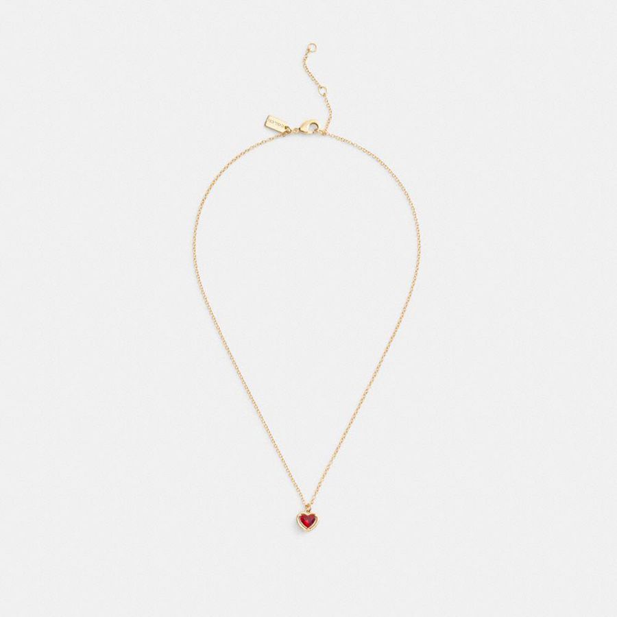 COACH® Halo Heart Pendant Necklace Women Jewelry Gold | KNFH67528
