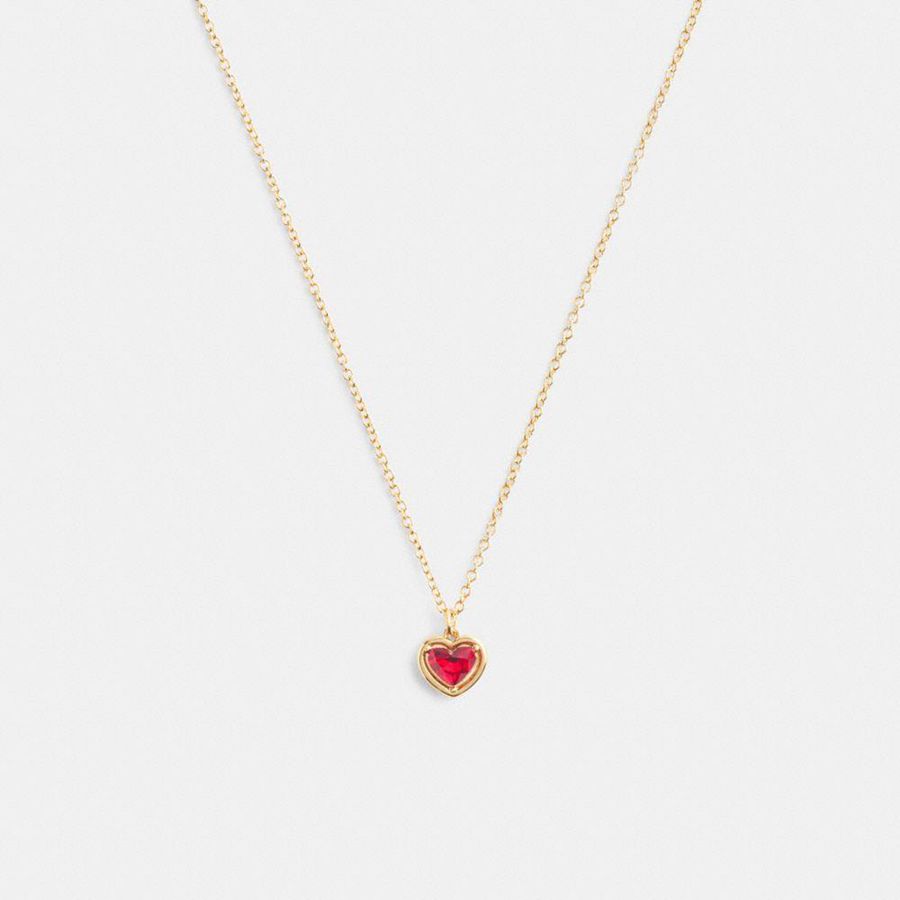 COACH® Halo Heart Pendant Necklace Women Jewelry Gold | KNFH67528
