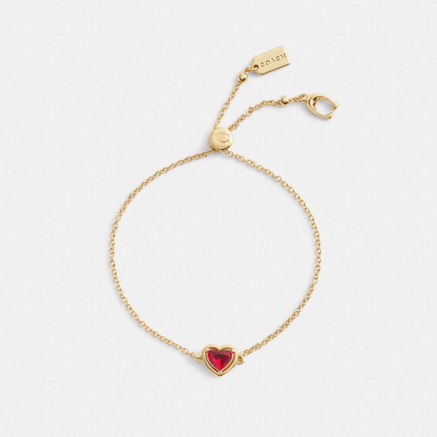 COACH® Halo Heart Slider Bracelet Women Jewelry Gold | DWYT47620