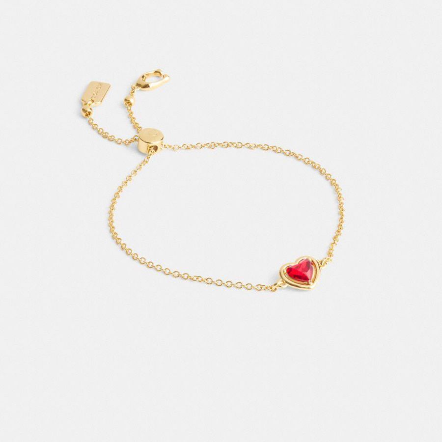COACH® Halo Heart Slider Bracelet Women Jewelry Gold | DWYT47620