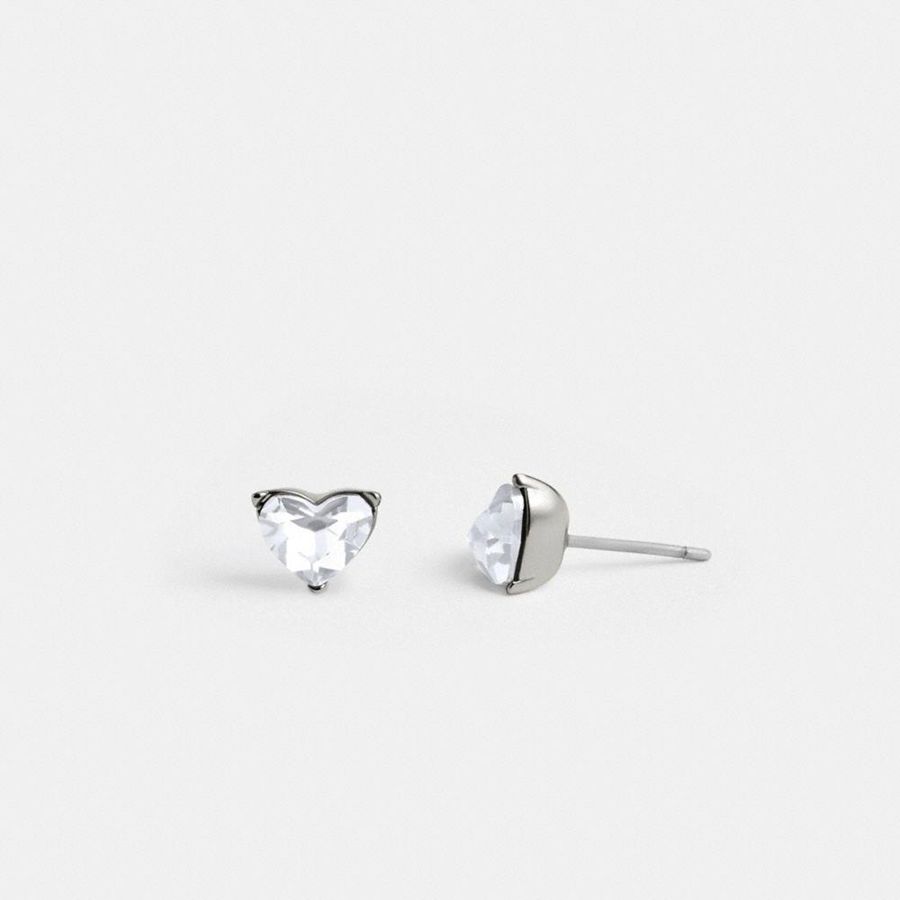 COACH® Halo Heart Stud Earrings Women Jewelry Silver | NXOT23608