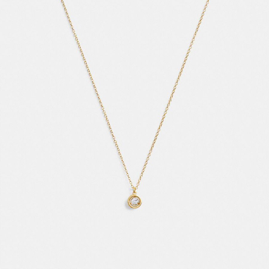 COACH® Halo Round Pendant Necklace Women Jewelry Gold | ROWE23784