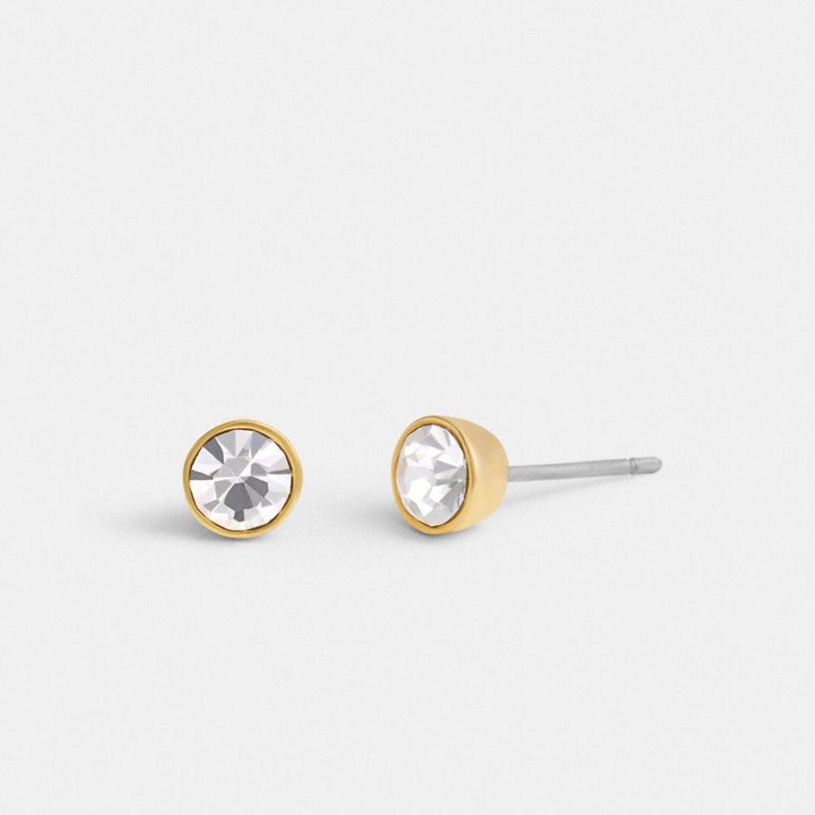 COACH® Halo Round Stud Earrings Women Jewelry Gold | NAIC57192