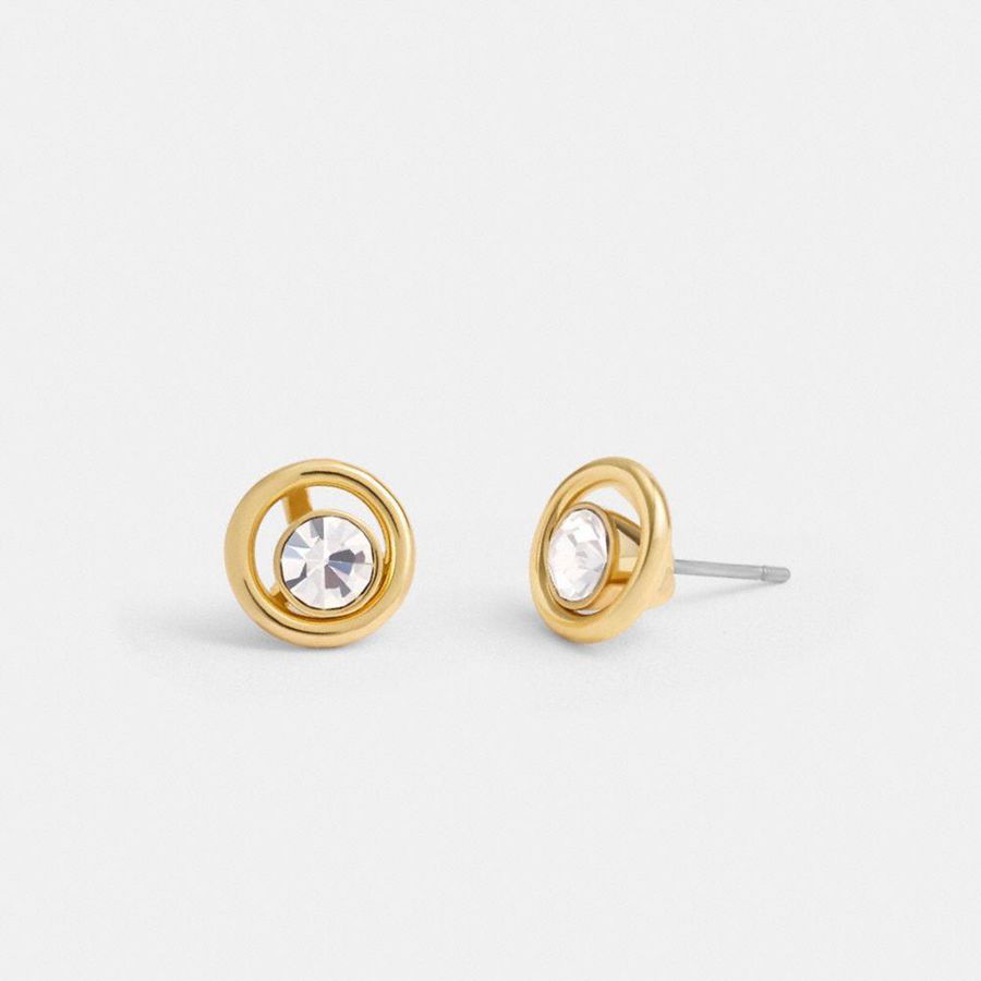 COACH® Halo Round Stud Earrings Women Jewelry Gold | NAIC57192