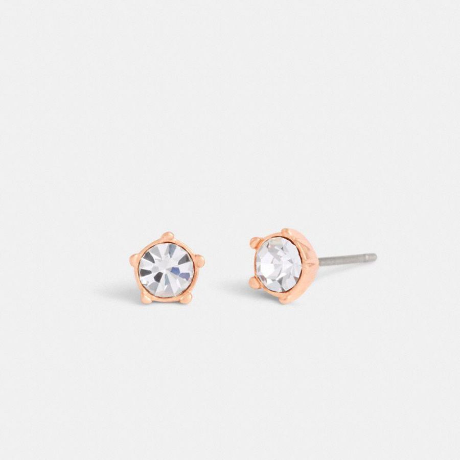 COACH® Halo Tea Rose Stud Earrings Women Jewelry Silver | CQUP52894