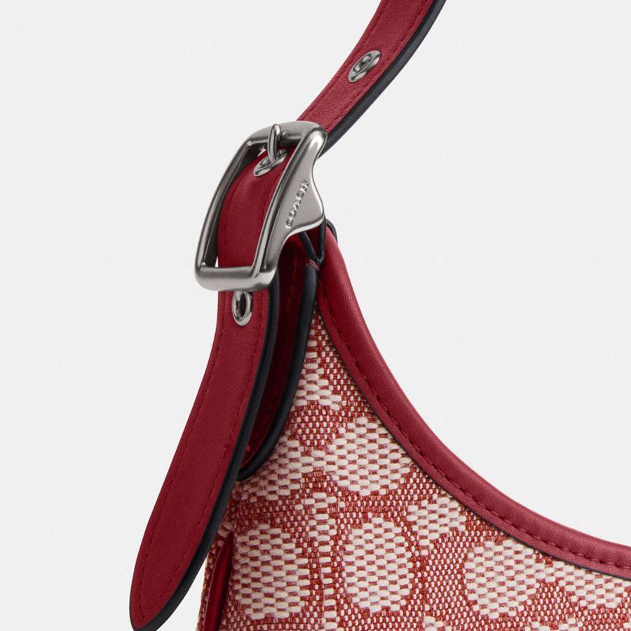 COACH® Hamptons In Signature Textile Jacquard Women Hobo Bag Red | ZWJP12649