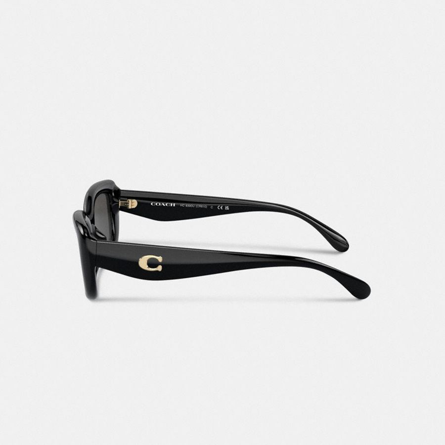 COACH® Hardware Narrow Rectangle Women Sunglasses Black | ZTAO28067