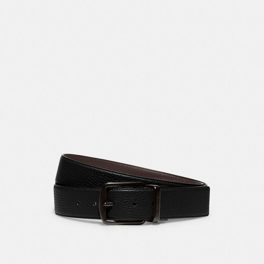 COACH® Harness Buckle Cut To Size Reversible, 38 Mm Men Belts Black | XNOK41625