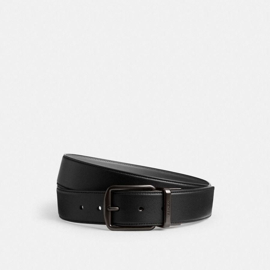 COACH® Harness Buckle Cut To Size Reversible, 38 Mm Men Belts Black | HATN53984