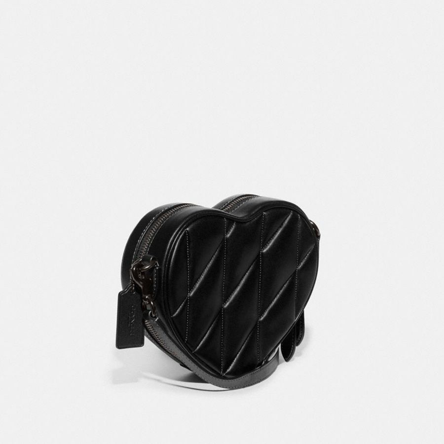 COACH® Heart With Quilting Women Crossbody Bag Black | ECMK42079