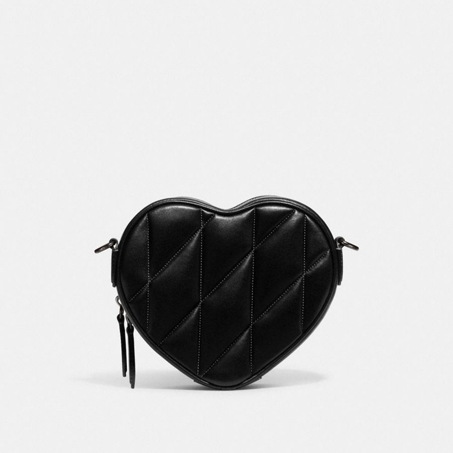 COACH® Heart With Quilting Women Crossbody Bag Black | ECMK42079