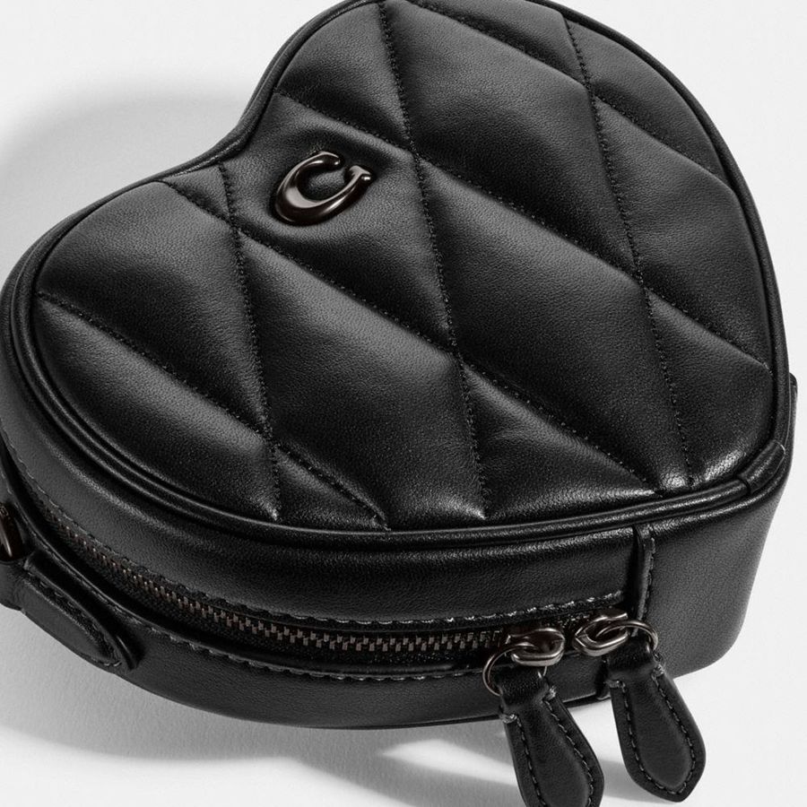 COACH® Heart With Quilting Women Crossbody Bag Black | ECMK42079