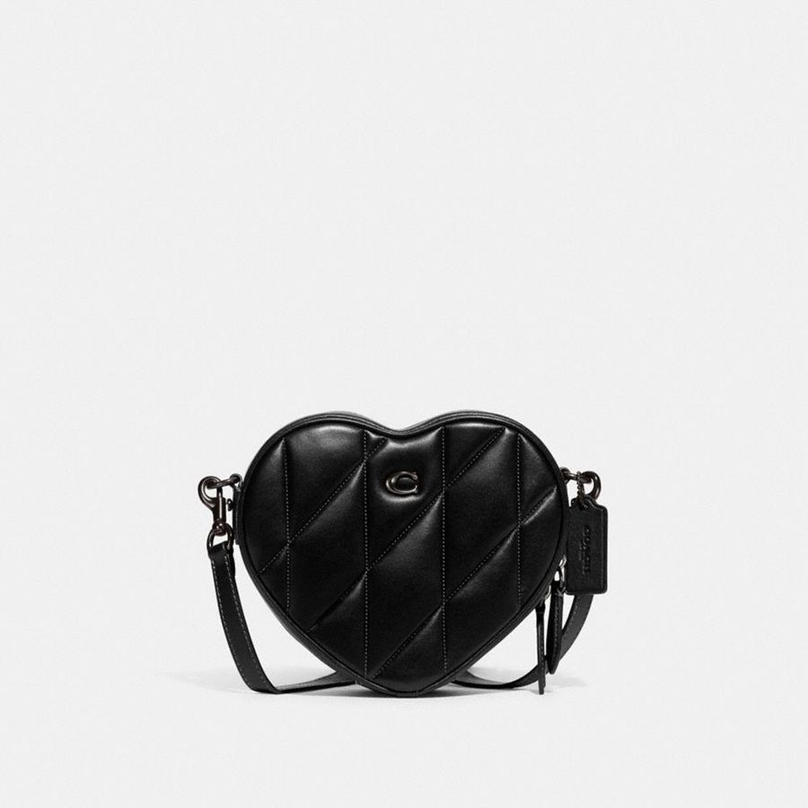 COACH® Heart With Quilting Women Crossbody Bag Black | ECMK42079