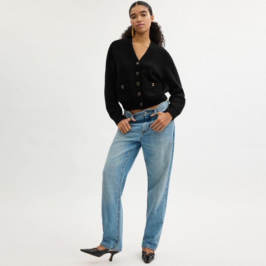 COACH® Heritage C Cardigan Women Sweater Black | EFSD03684