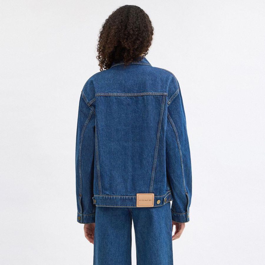 COACH® Heritage C Denim Trucker Women Jacket Blue | WJLZ86205