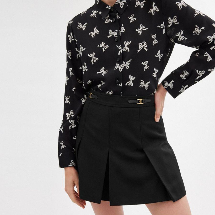 COACH® Heritage C Pleated Mini Women Skirt Black | PLHJ03276