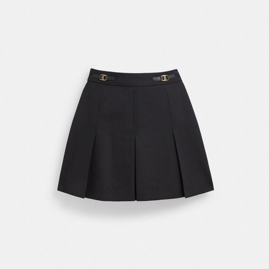 COACH® Heritage C Pleated Mini Women Skirt Black | PLHJ03276