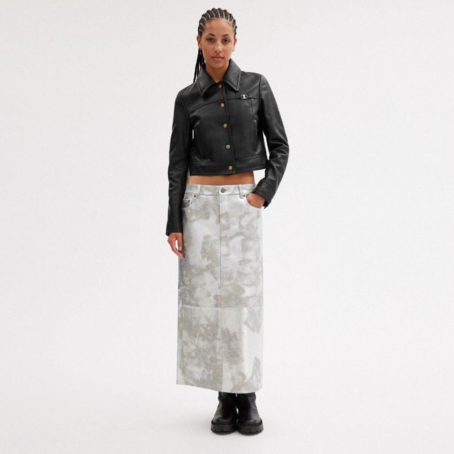 COACH® Heritage C Snap Front Shrunken Women Jacket Black | FNAU72503