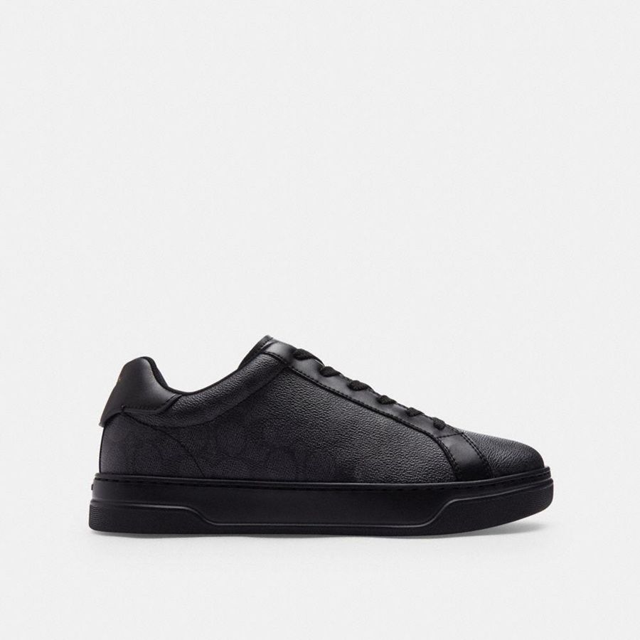 COACH® High Line In Signature Canvas Men Sneakers Black | LGQK43910