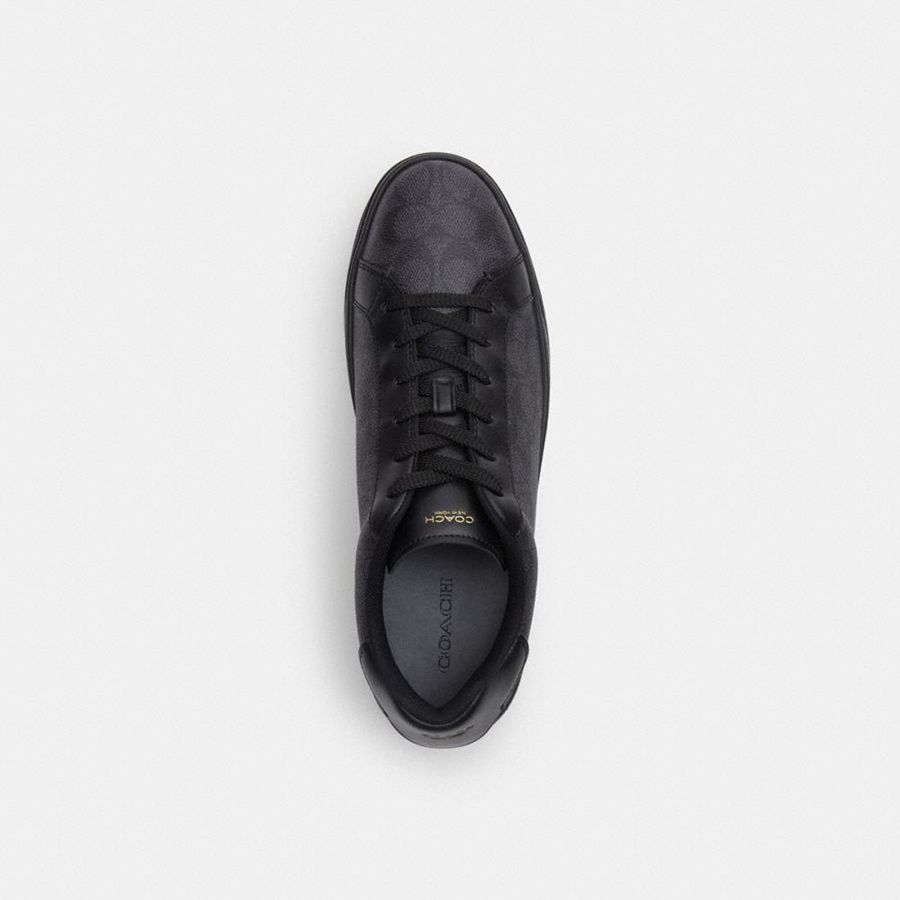 COACH® High Line In Signature Canvas Men Sneakers Black | LGQK43910
