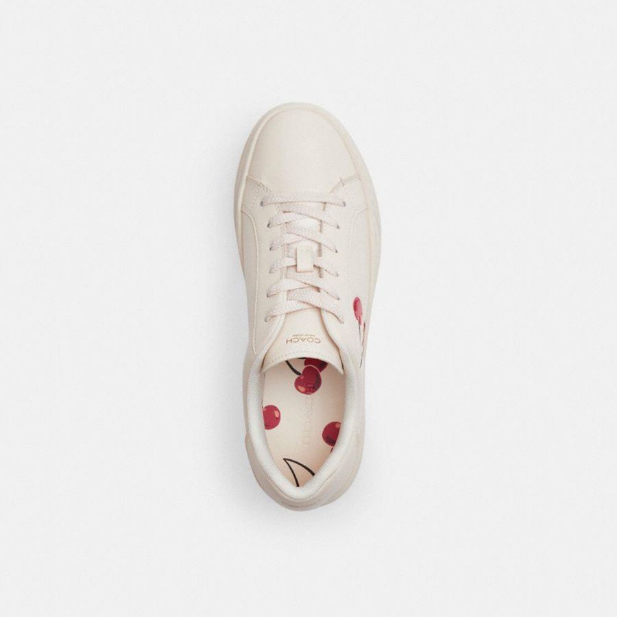 COACH® High Line With Cherry Print Women Sneakers White | RHJK75491