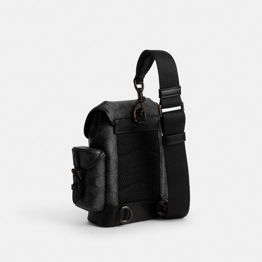 COACH® Hitch Backpack 13 In Signature Canvas Men Crossbody Bag Grey | TCIF04728