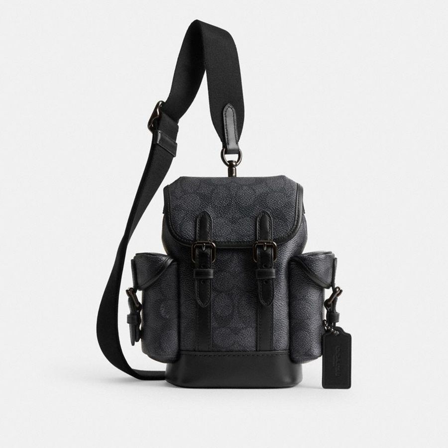 COACH® Hitch Backpack 13 In Signature Canvas Men Crossbody Bag Grey | TCIF04728