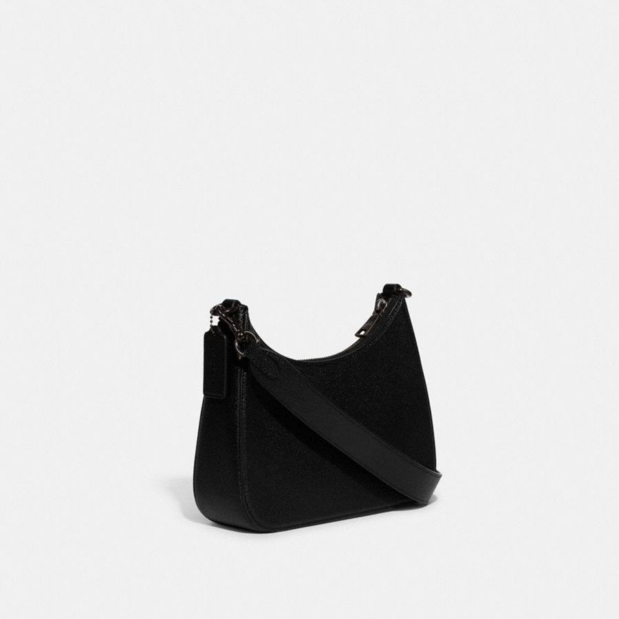 COACH® Hobo With Signature Canvas Women Crossbody Bag Black | OQCX10864