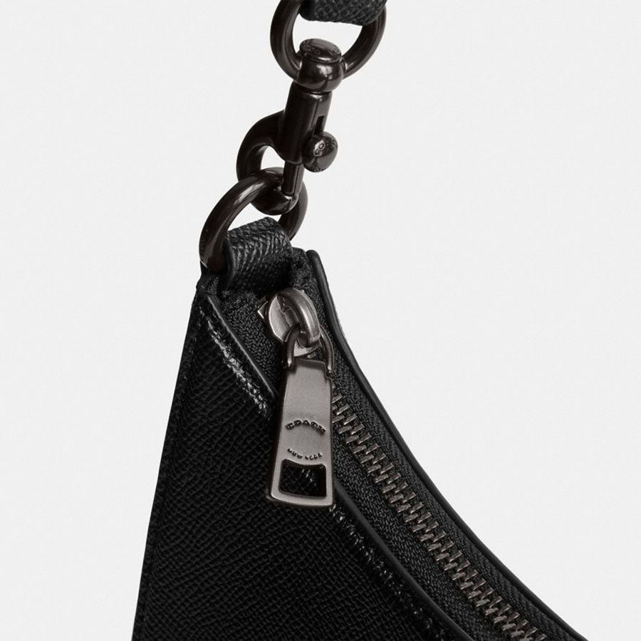 COACH® Hobo With Signature Canvas Women Crossbody Bag Black | OQCX10864