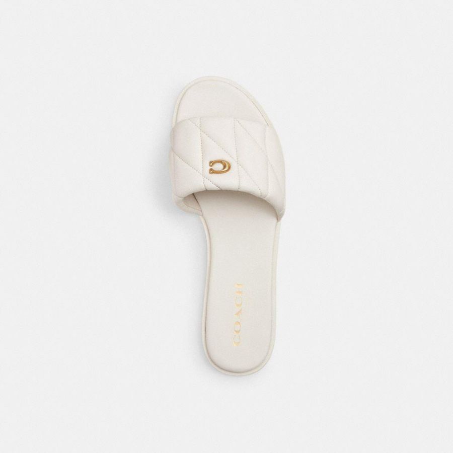 COACH® Holly With Quilting Women Sandals White | GVKX58239